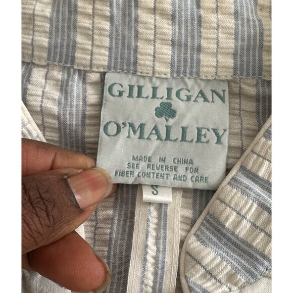 Victorian Style Striped Nightgown By Gilligan OMalley Long White & Blue Size S - Picture 3 of 13